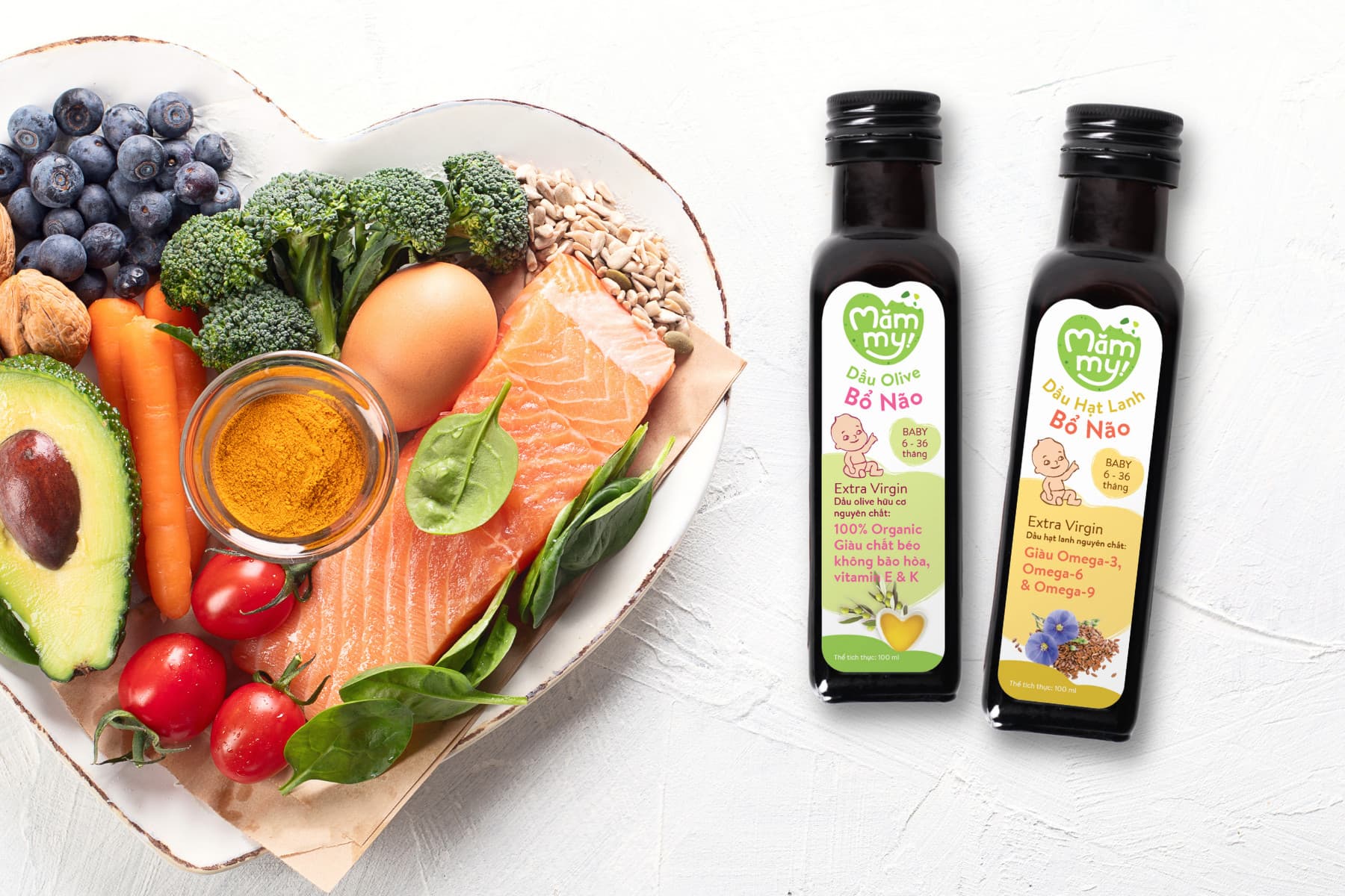 Dầu ăn dặm bổ não olive và hạt lanh Mămmy