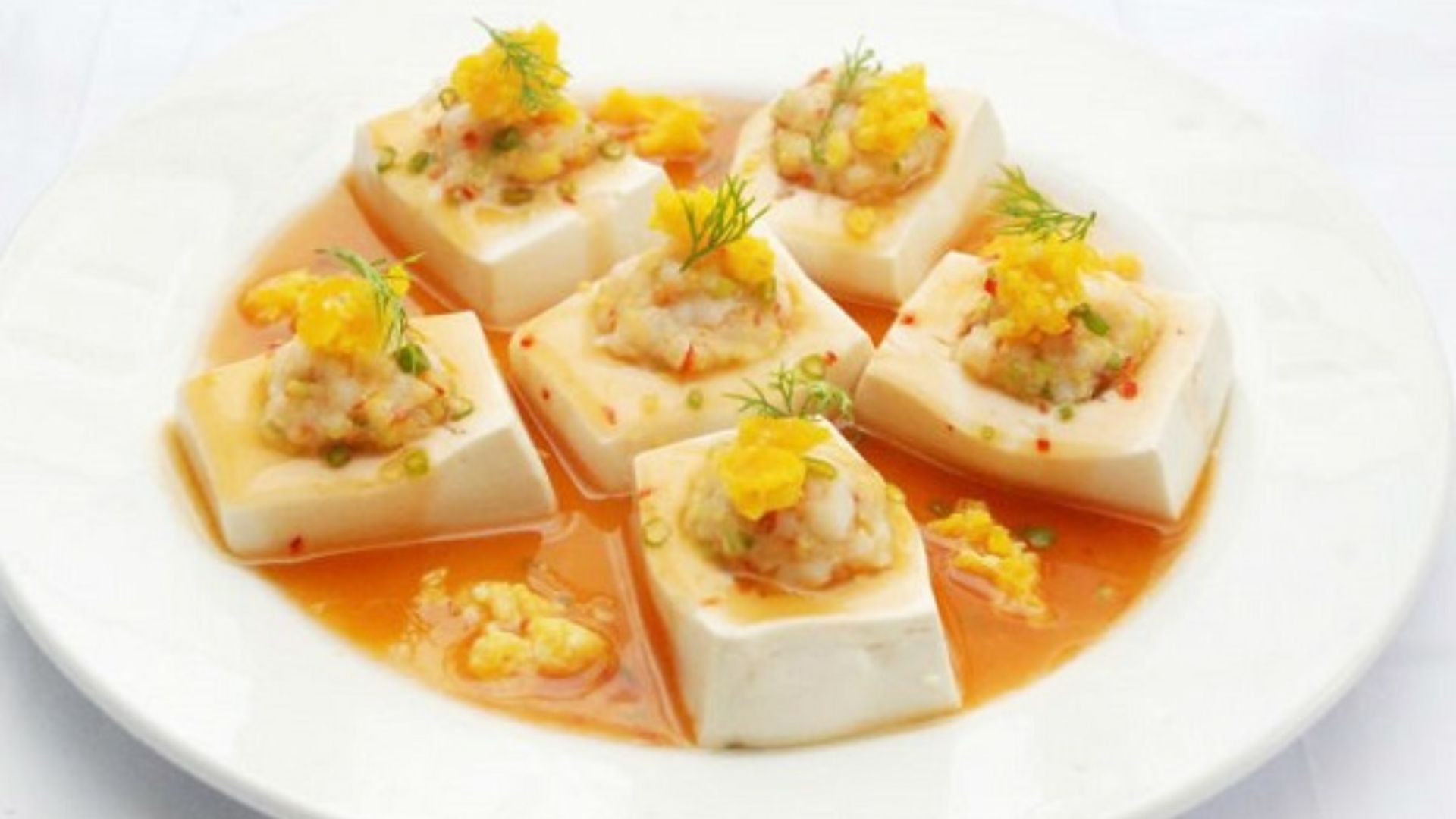 Tàu hủ non hấp đậu gà cho bé tập ăn thô