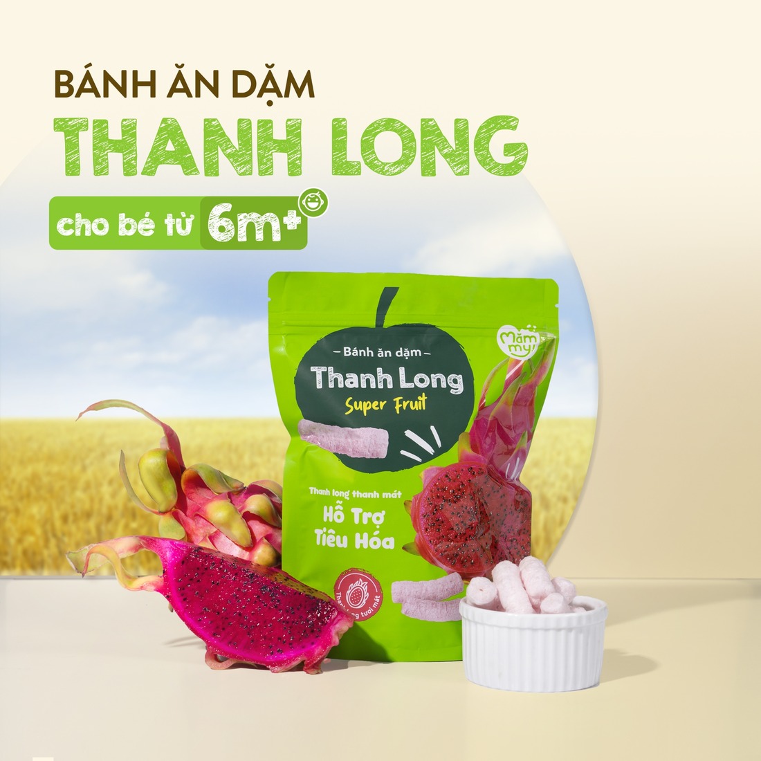 Bánh ăn dặm cho bé vị thanh long Mămmy