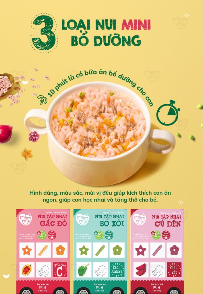 3 loại nui Mămmy tập nhai, bổ dưỡng