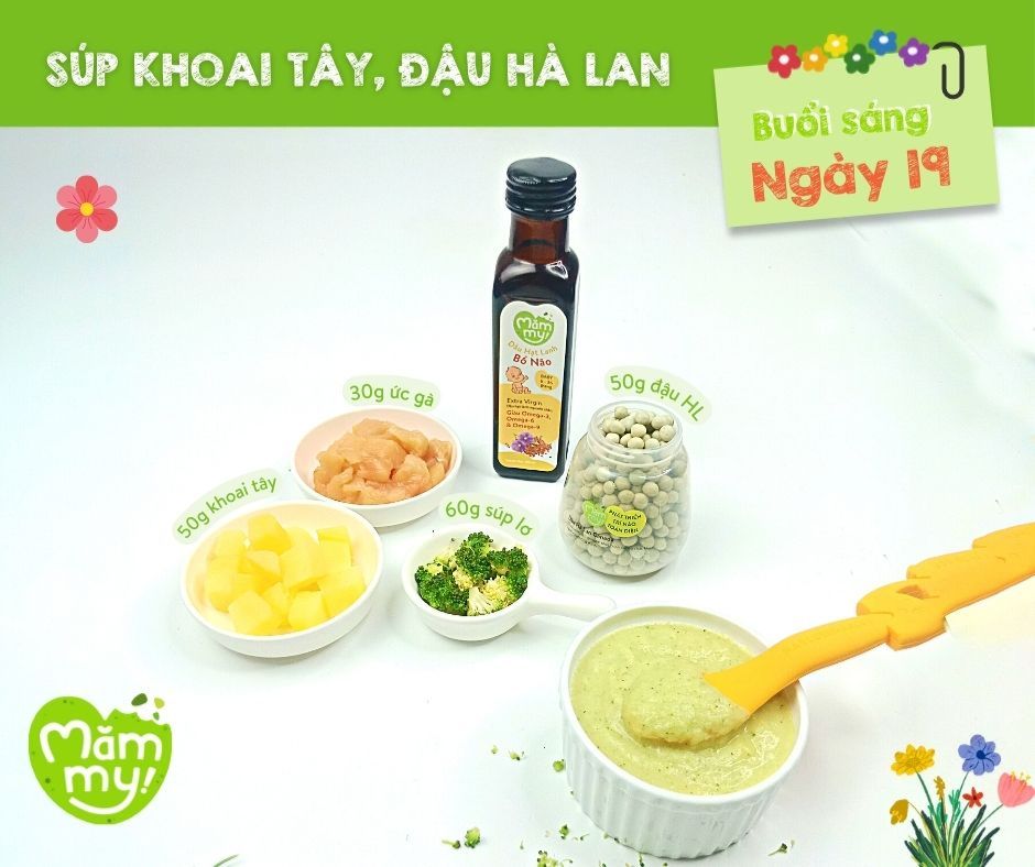 Thực đơn ăn dặm cho bé tăng cường_ Súp khoai tây, đậu hà lan