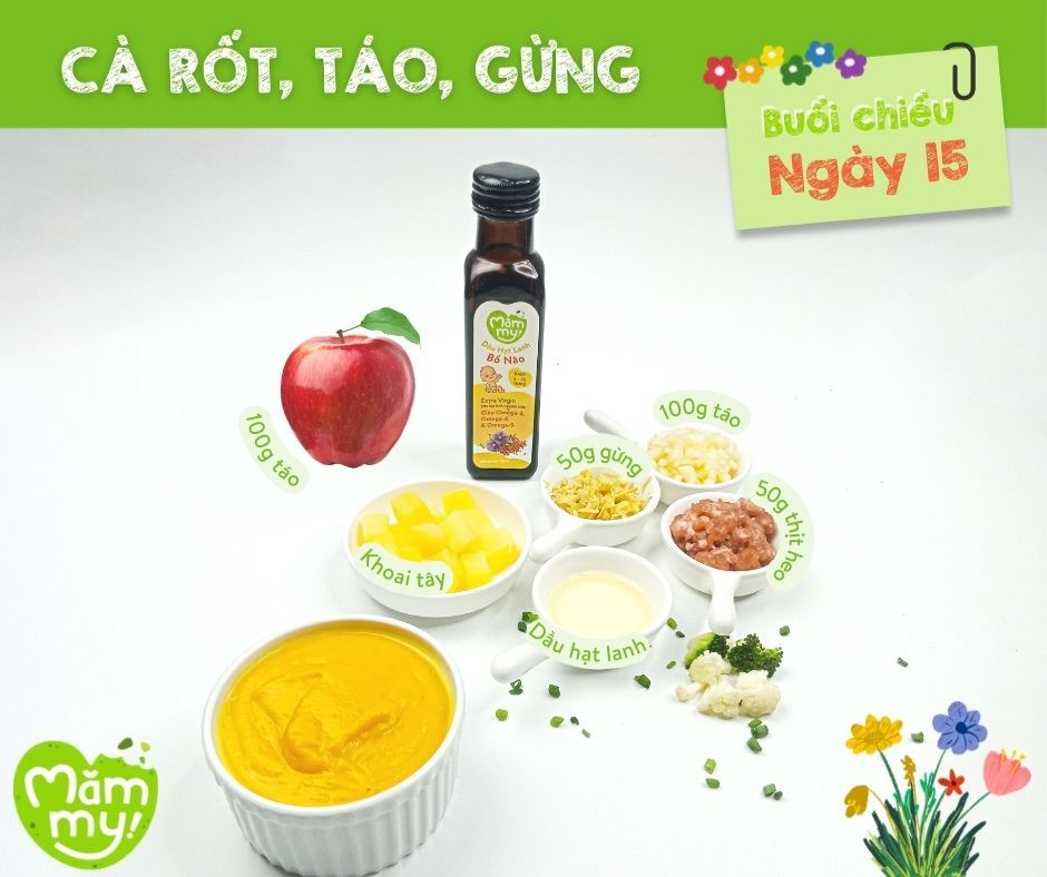 Thực đơn ăn dặm cho bé_ Cà rốt, táo, gừng