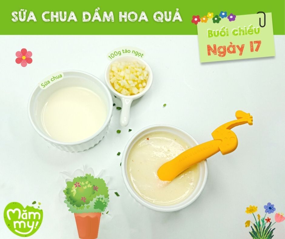 Thực đơn ăn dặm cho bé_ Sữa chua dầm hoa quả