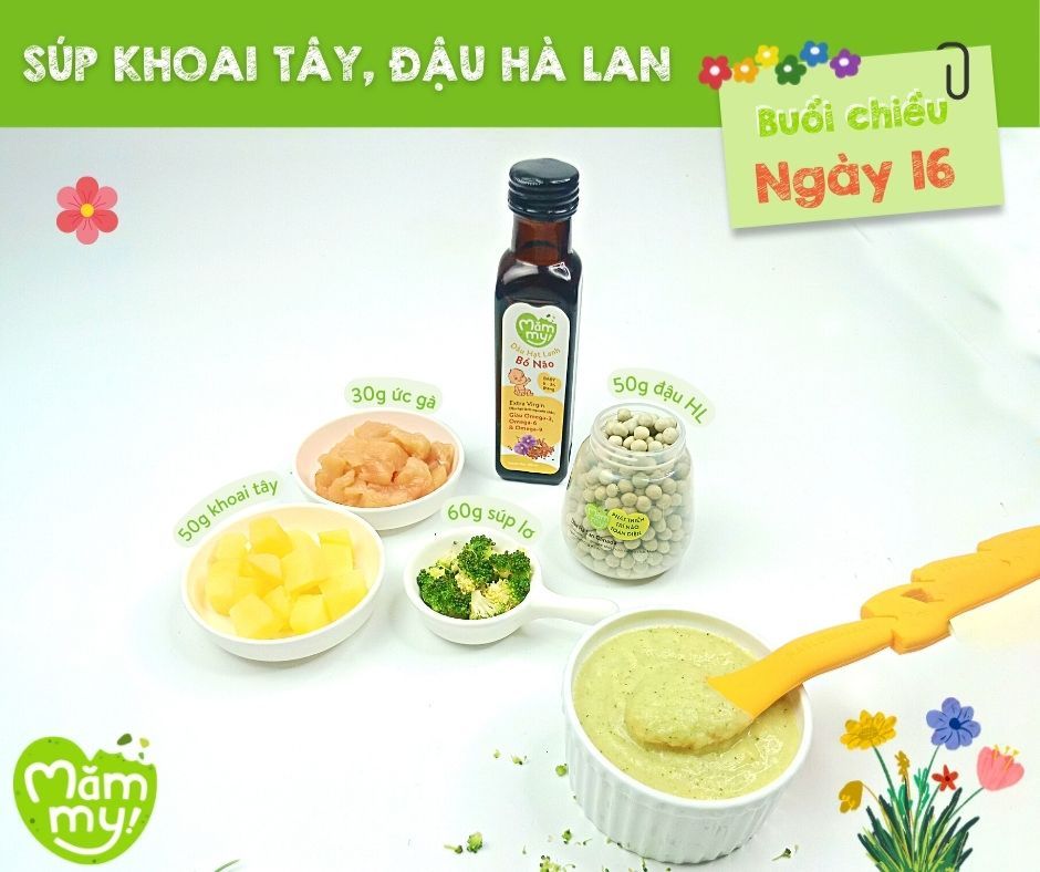 Thực đơn ăn dặm cho bé_ Súp khoai tây, đậu hà lan