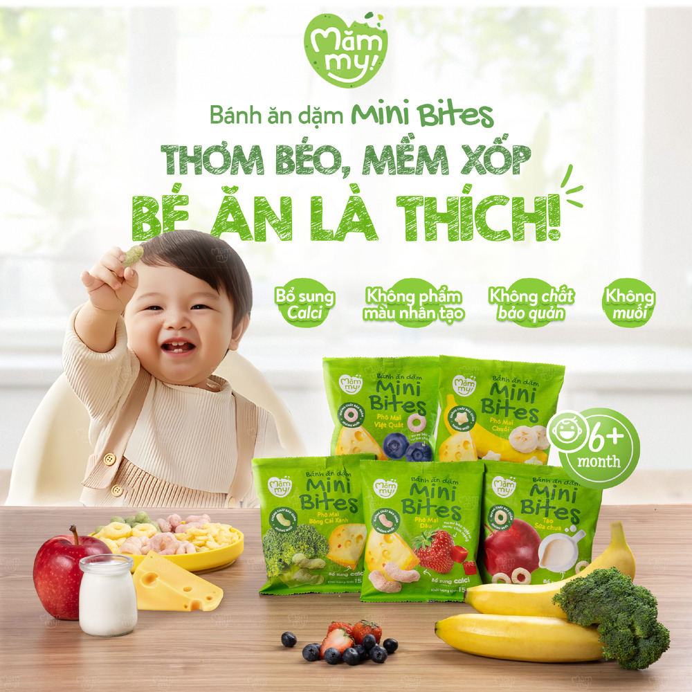 Bánh ăn dặm Mini Bites giàu canxi cho bé từ 6 tháng