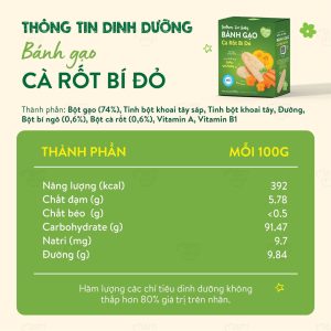 Bảng thành phần bánh ăn dặm tốt và an toàn cho bé