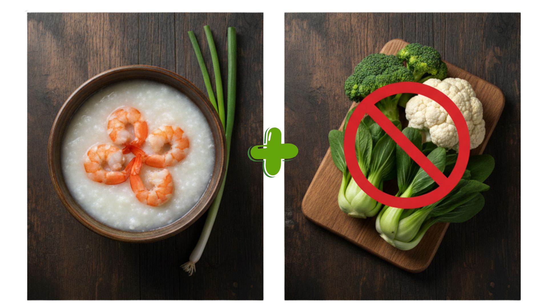 Cháo tôm kỵ rau gì